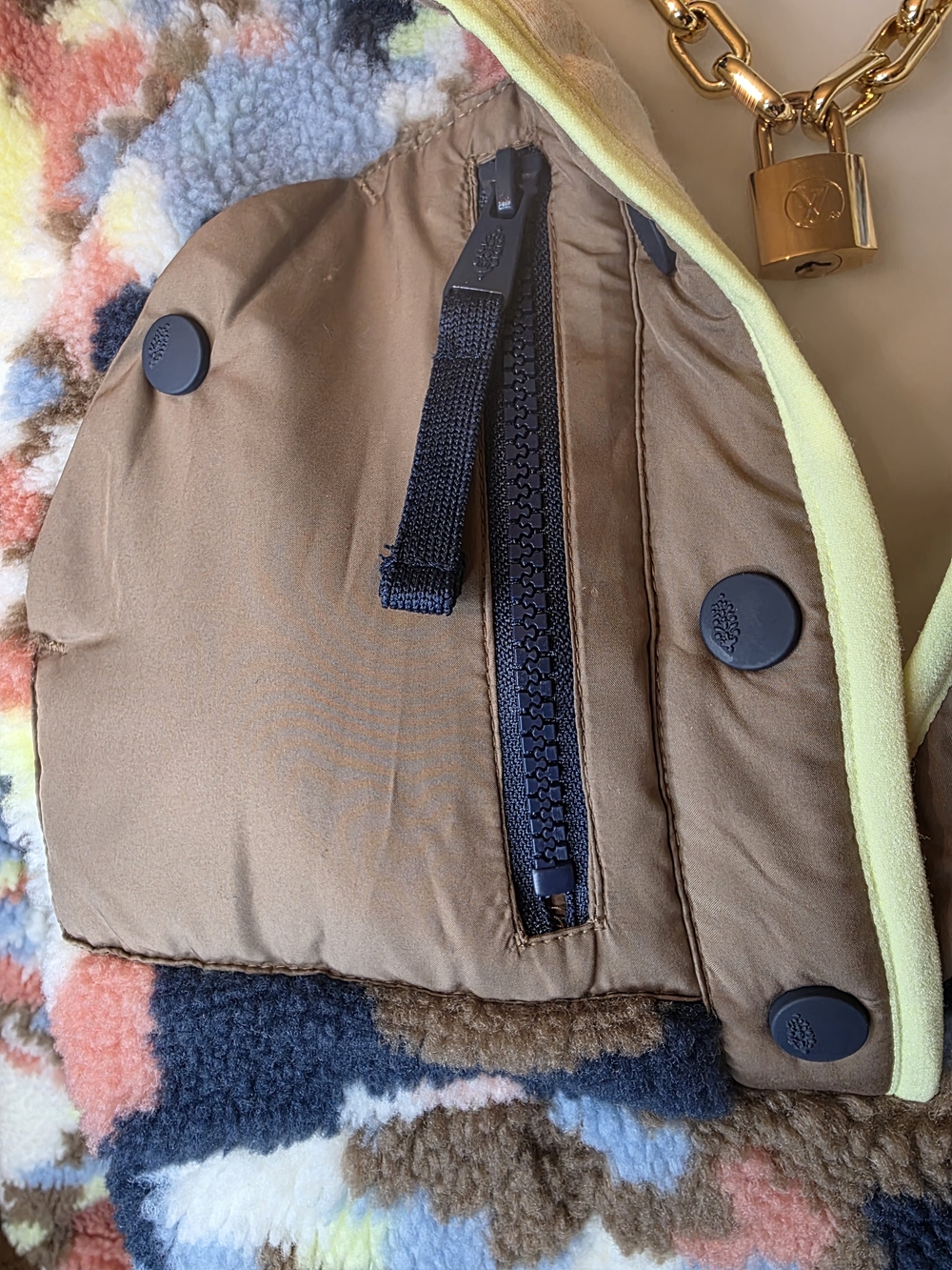NEW Free People Multi-Color Sherpa Pullover with YELLOW LIME Trim HIT THE SLOPES - Picture 4 of 9